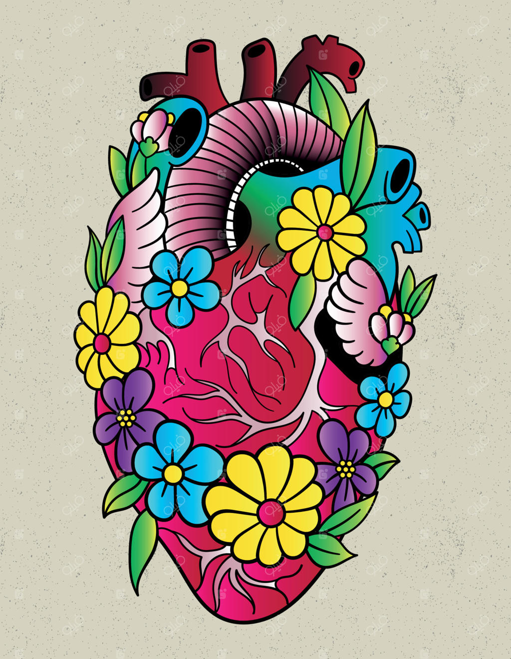 تاتوی قلب به سبک کلاسیک