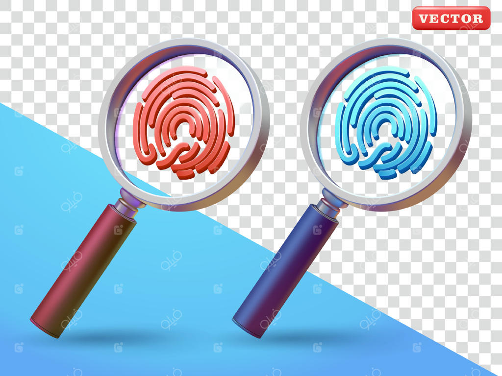 🔍 ذره‌بین و اثر انگشت سه‌بعدی: مناسب برای امنیت و عناصر طراحی