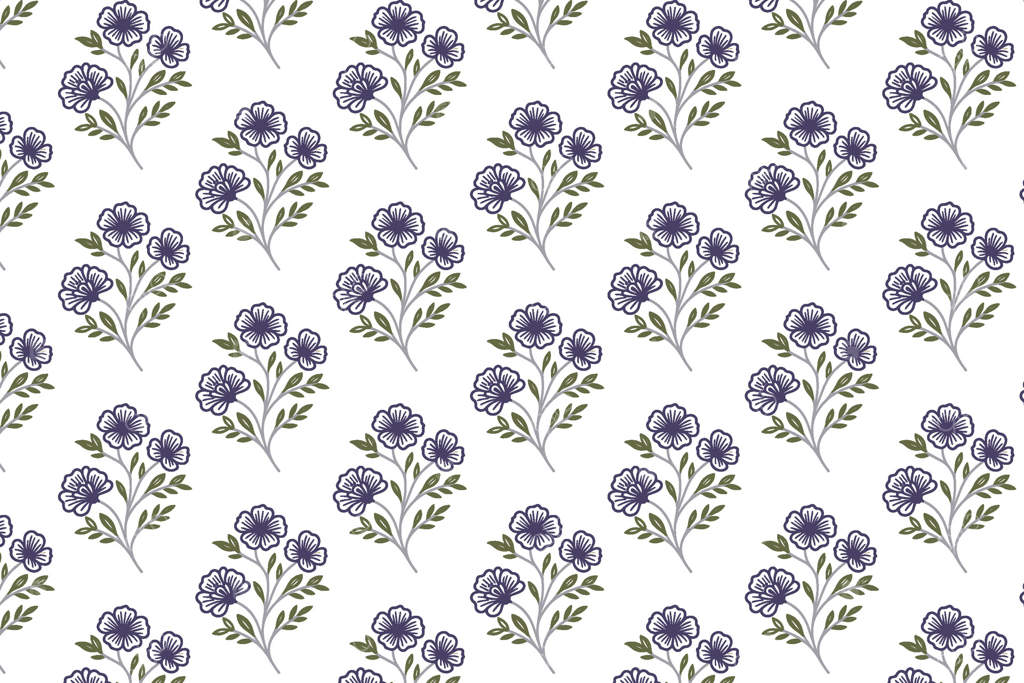 پترن طرح شاخه گل به سبک پر نقش و نگار، ایده‌آل برای کاغذ کادو، پارچه، کاغذ دیواری و طراحی سطح باغ