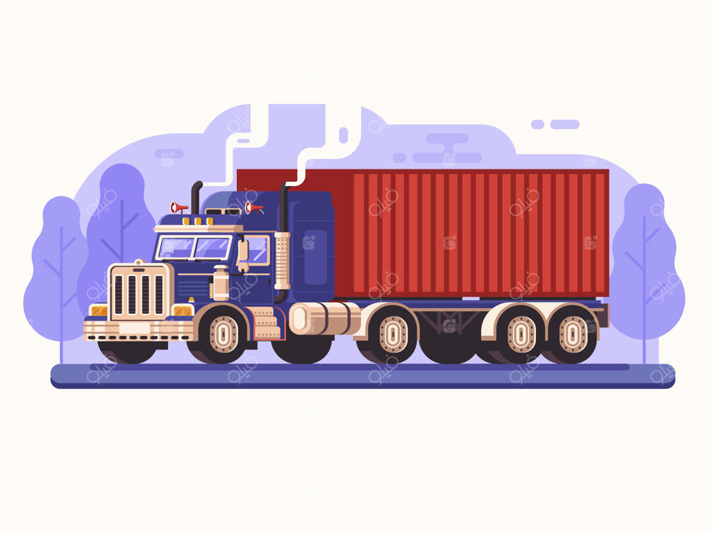 کامیون حمل بار در جاده