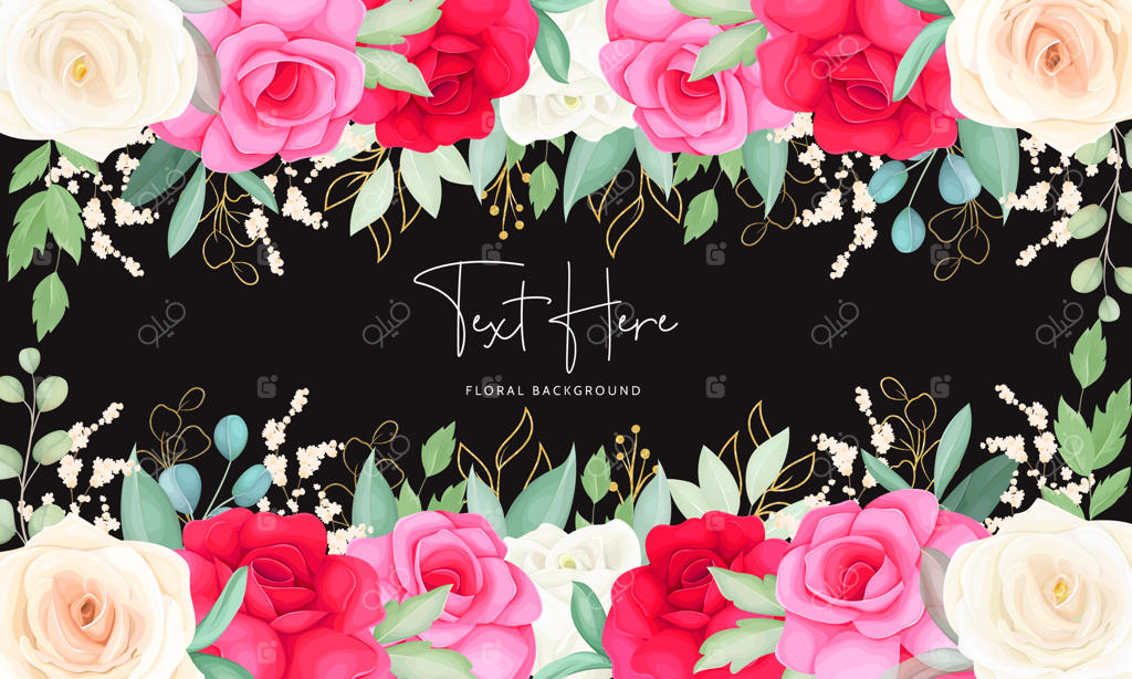 الگوی پس‌زمینه گل رز زیبا به صورت نقاشی دستی