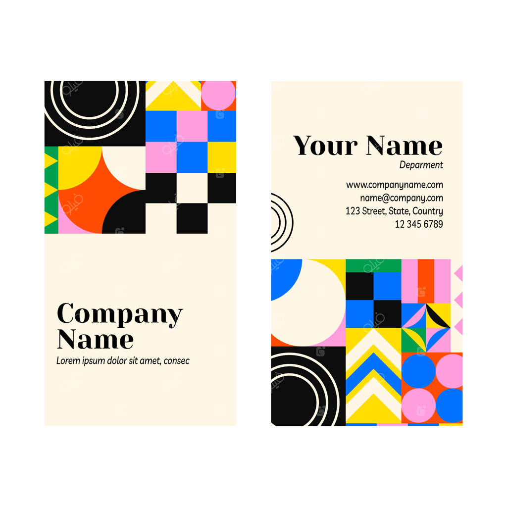 کارت ویزیت با طرح هندسی به سبک فلت