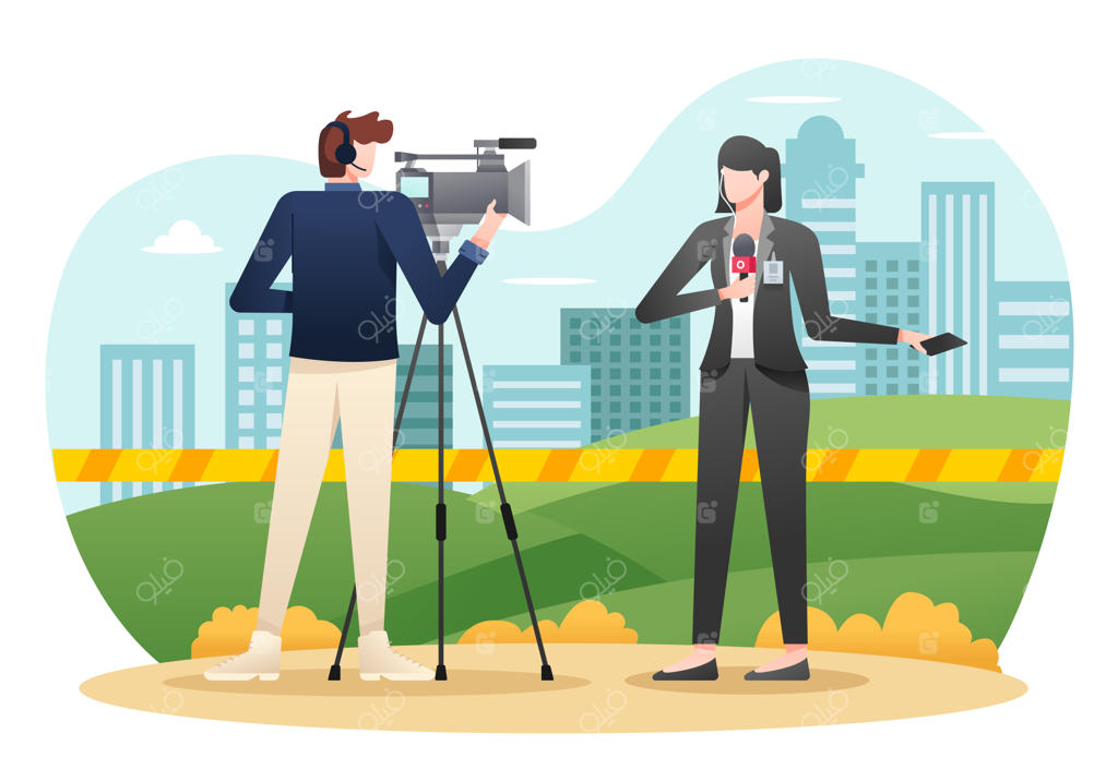 تصویرسازی دست‌کشیده خبرنگار خبری