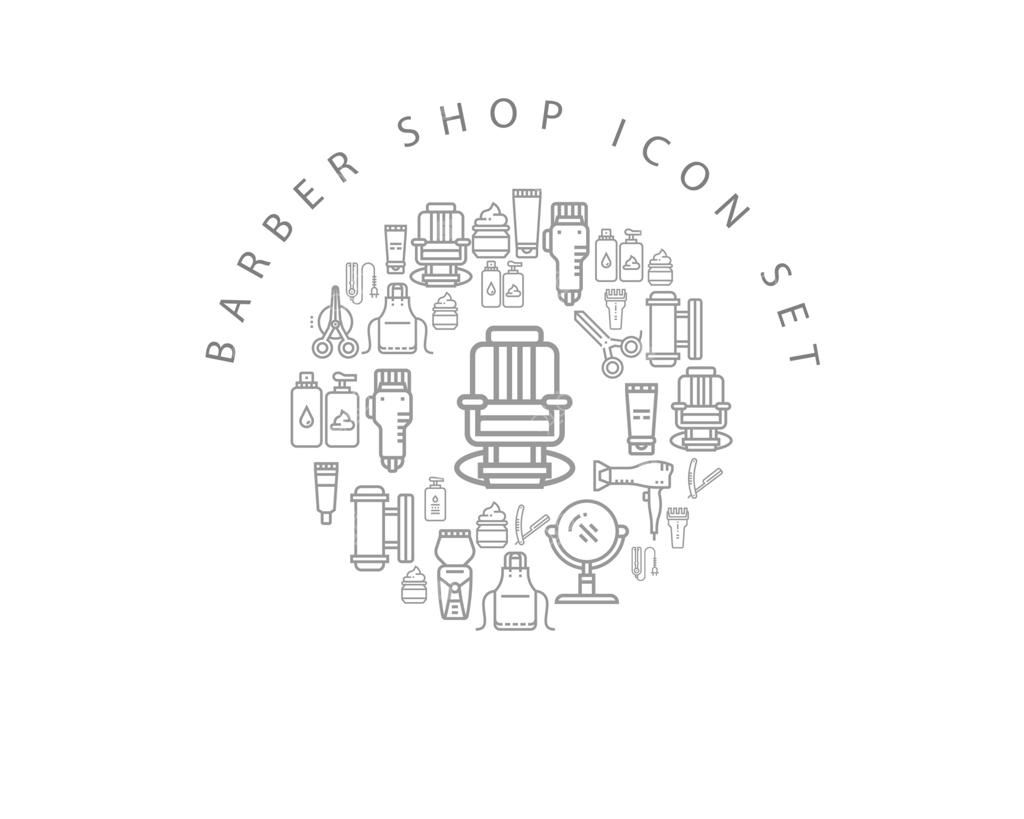 مجموعه آیکون‌های آرایشگاه در پس‌زمینه سفید