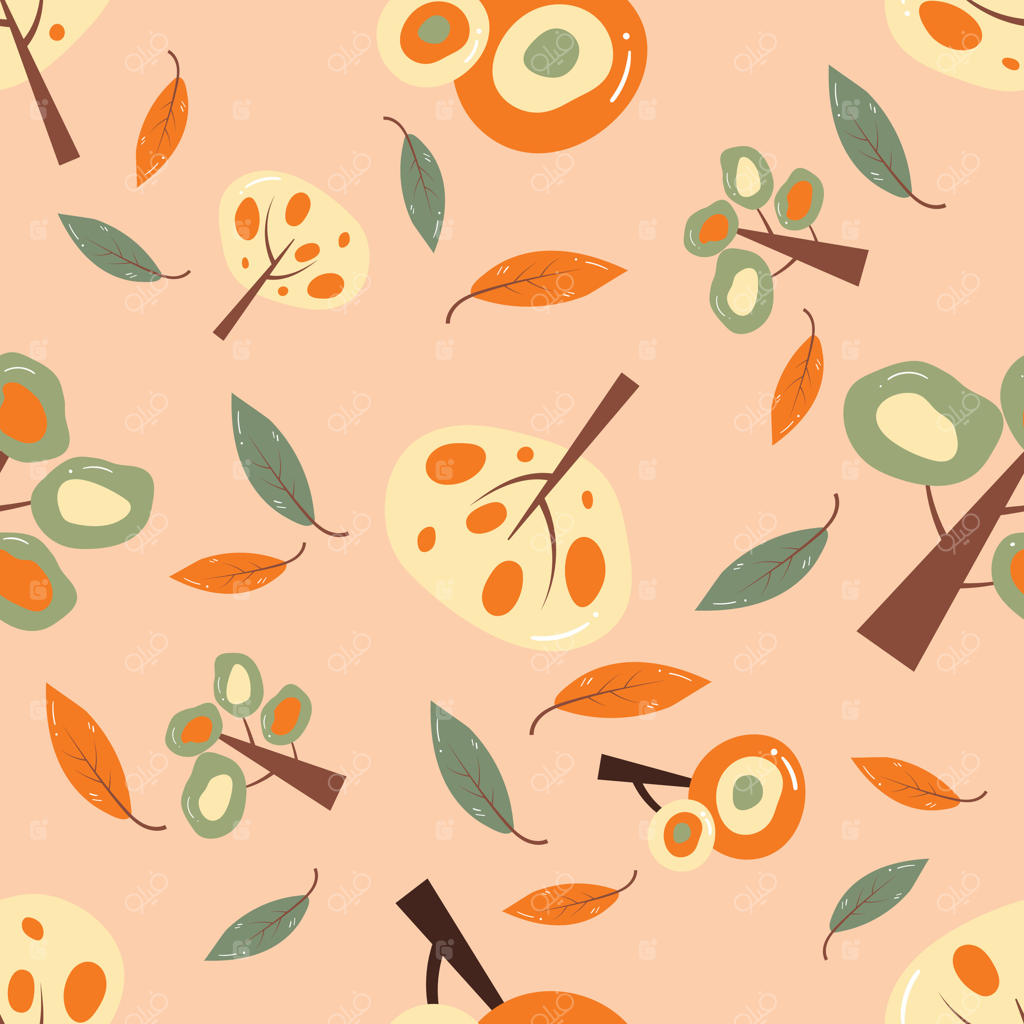 طرح درخت و برگ رنگارنگ