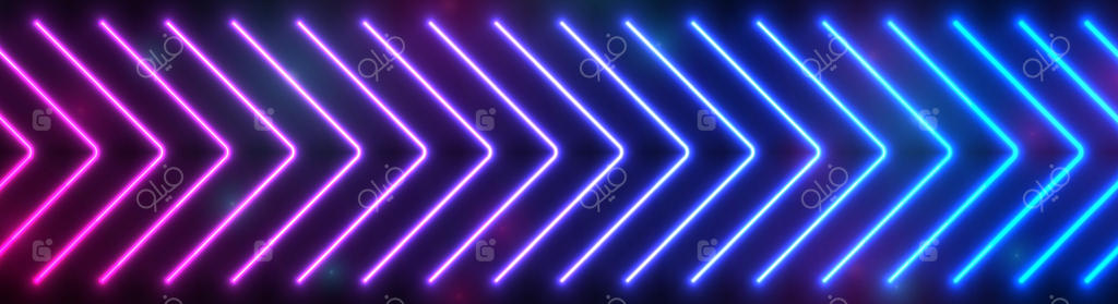 پس‌زمینه تکنولوژی علمی تخیلی با پیکان‌های نئونی آبی روشن و فرا بنفش抽