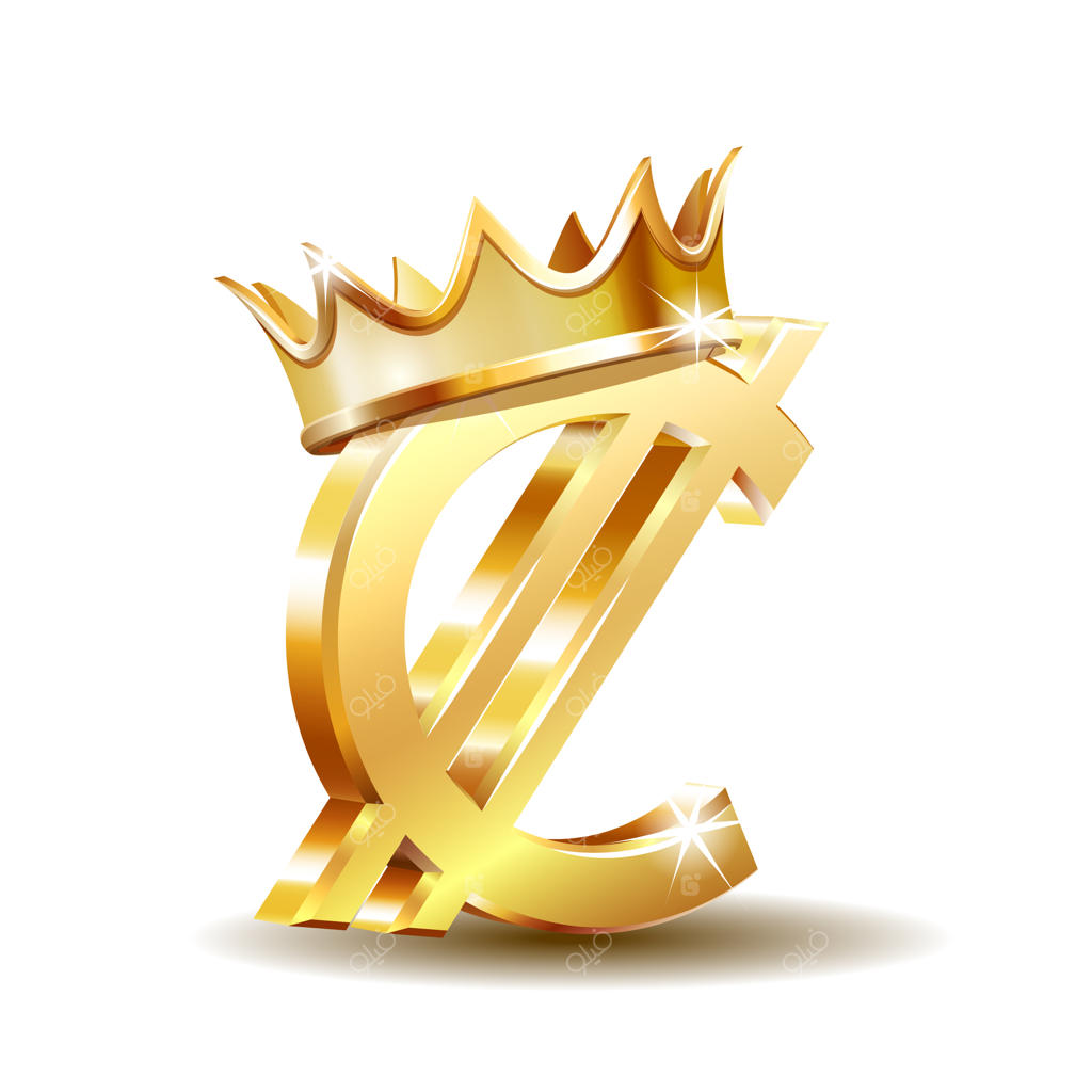 نماد ارز کولون کاستاریکا و ال سالوادور با تاج طلایی و نشانه‌ای از پول طلایی، روی پس‌زمینه سفید