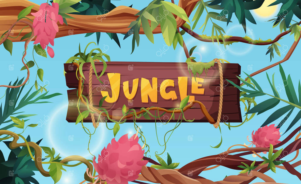 لیانا یا پیچک با برگ‌های گرمسیری در پس‌زمینه