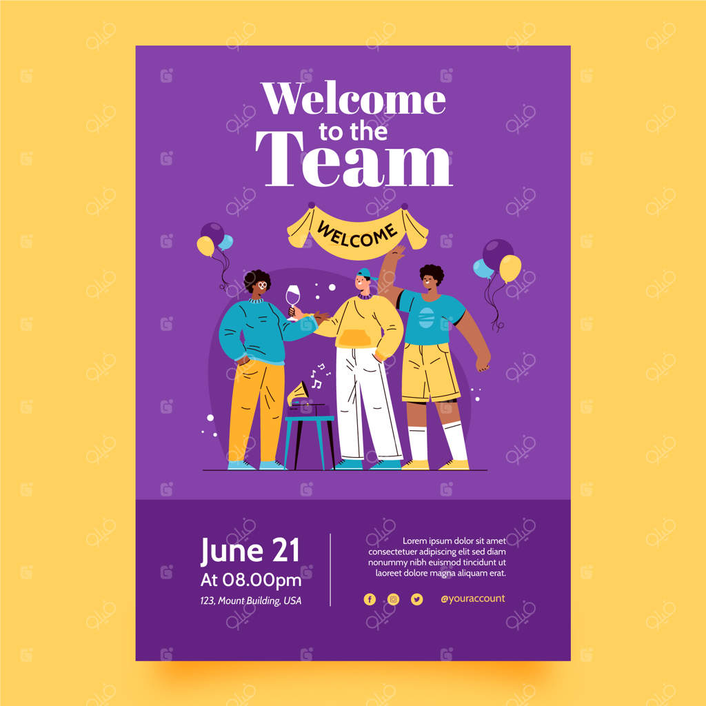 پوستر مهمانی خوش‌آمدگویی با طراحی دستی