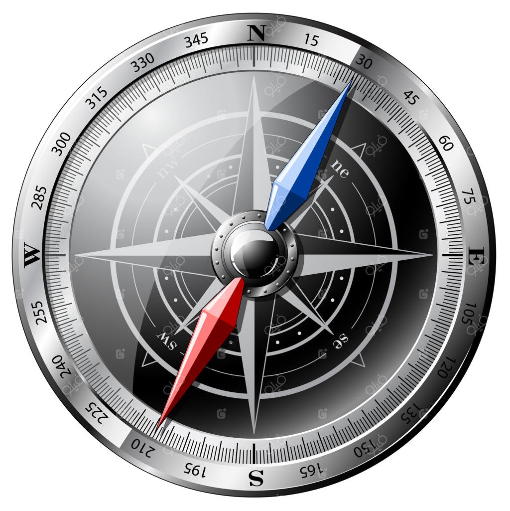 تصویر واقعی‌گرایانه از یک قطب‌نمای فلزی