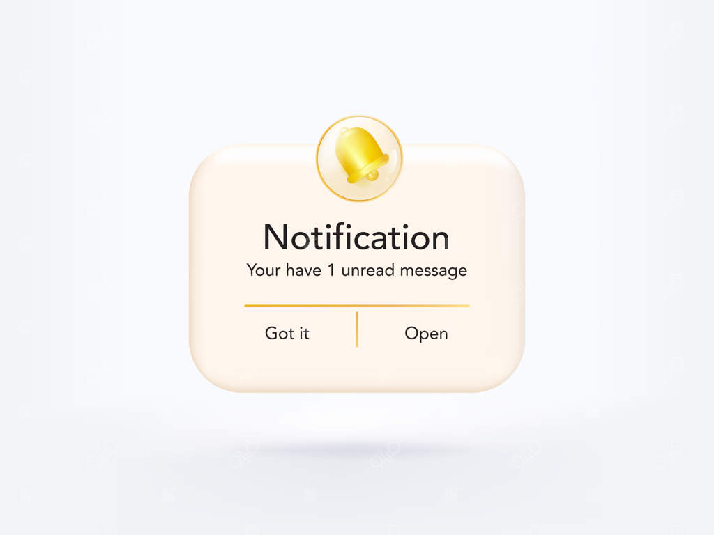 صفحه اعلان‌های یادآور سه‌بعدی با عناصر شناور: رندر ناقوس سه‌بعدی روی تقویم