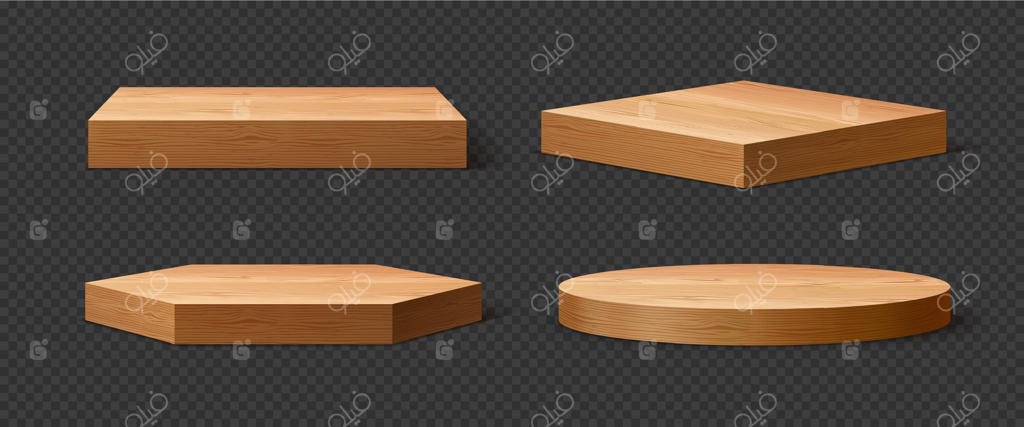 پدستال‌های واقعی سه‌بعدی چوبی برای صحنه و بشقاب‌ها