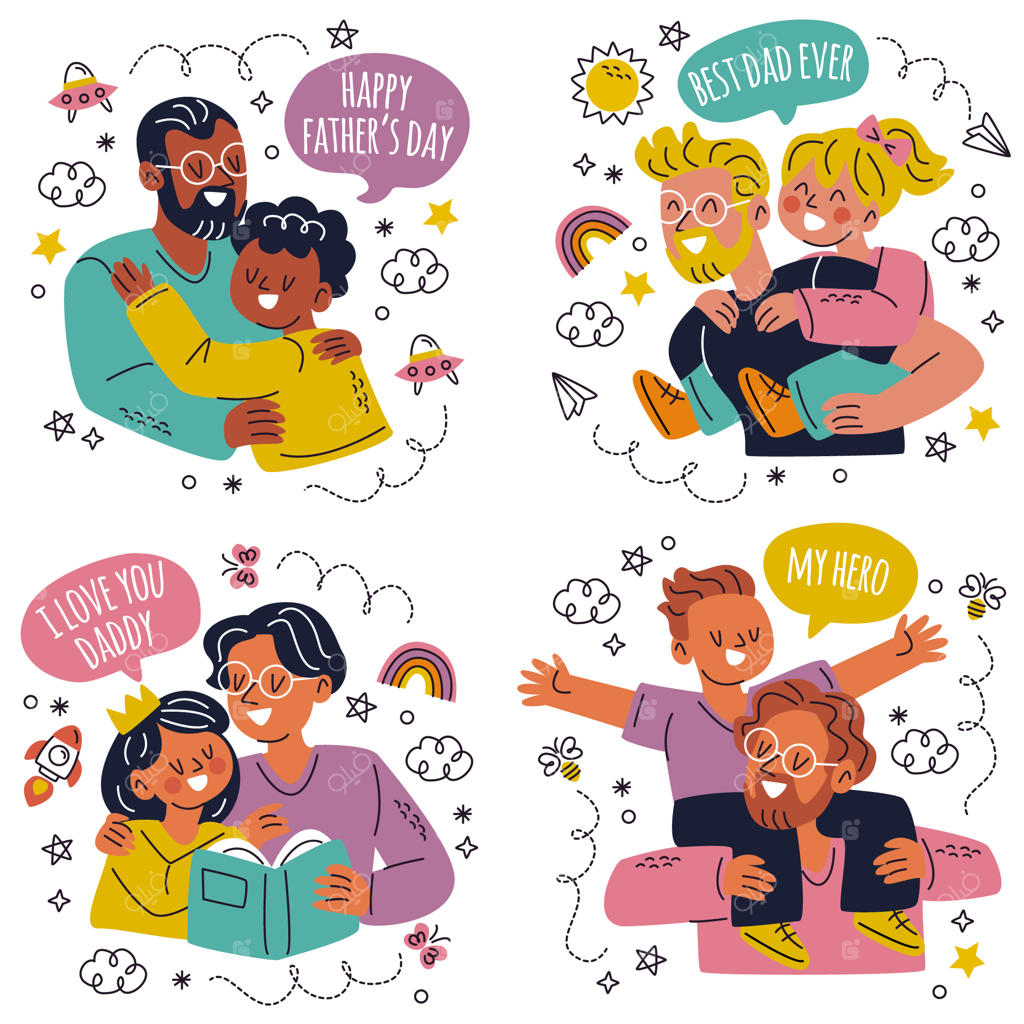 مجموعه برچسب‌های کارتونی قدیمی برای روز پدر