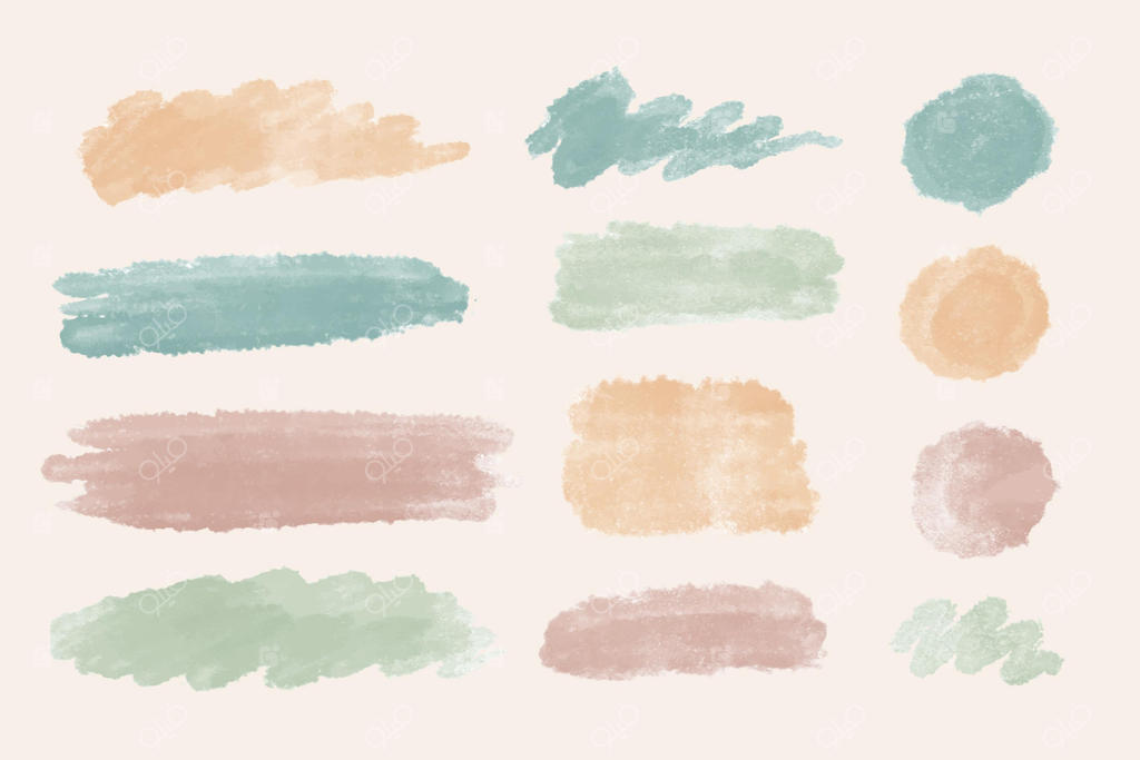 لکه‌ها و قلم‌موهای آبرنگی دست‌ساز