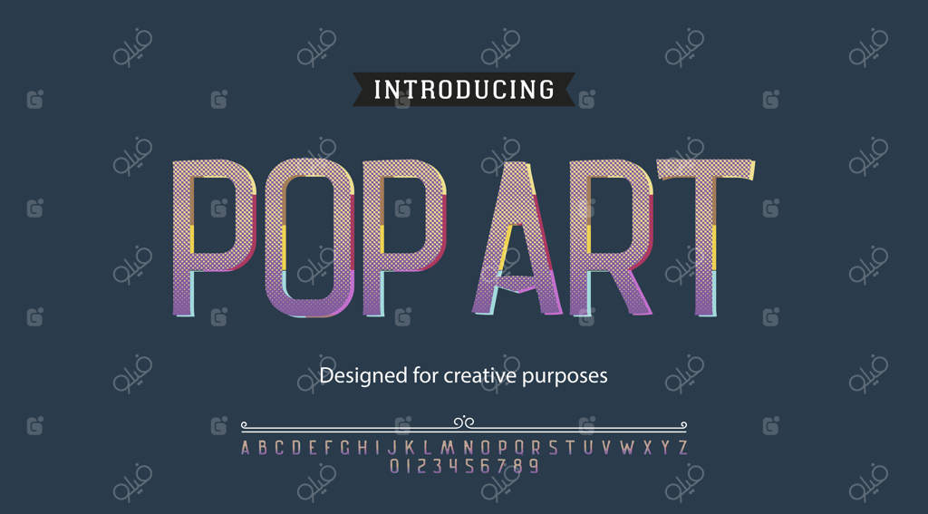 فونت و تایپوگرافی سبک پاپ آرت با حروف و اعداد