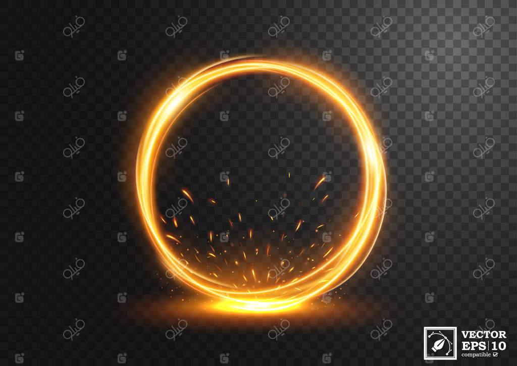 نور طلایی چرخان با جرقه‌ها