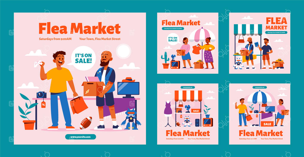 مجموعه پست‌های اینستاگرامی بازار دسته دوم فروشی و حراجی