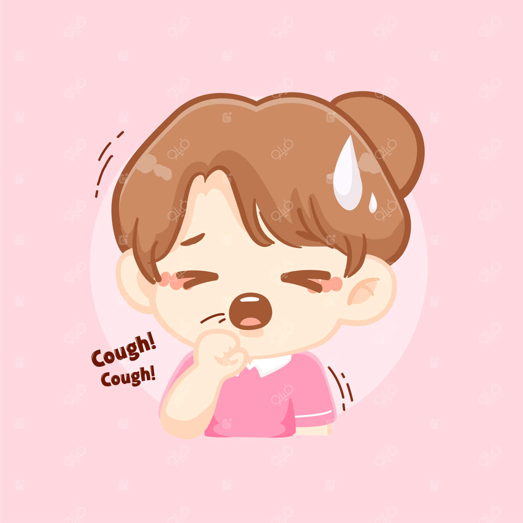 دختر کوچولوی غمگین و بامزه به‌خاطر ویروس کرونا یا آلرژی سرفه می‌کند