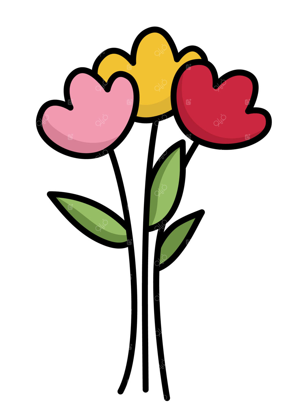 نماد گل کارتونی: طرح گیاه برای کودکان. تصویر بامزه از دسته گل برای مفاهیم طبیعت یا باغ