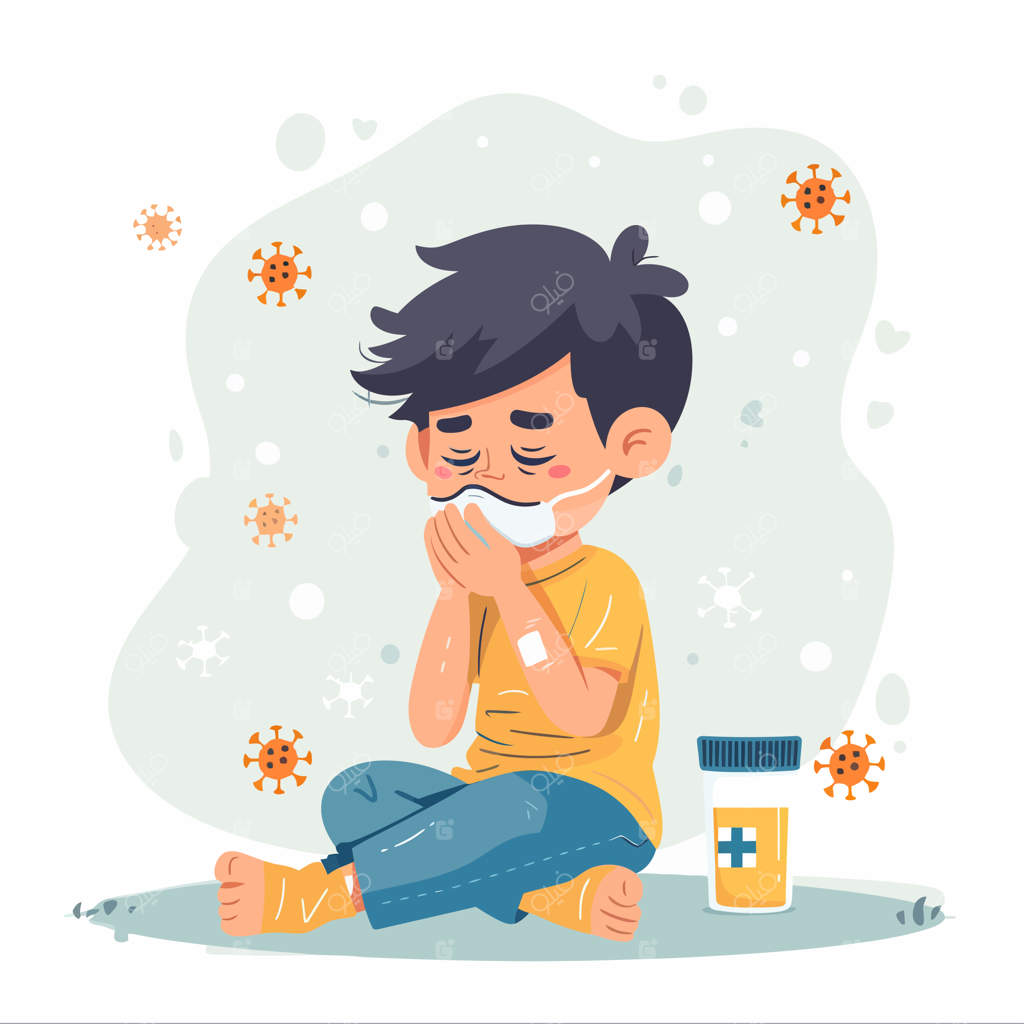 پسری روی زمین نشسته و بطری چای در دست دارد.