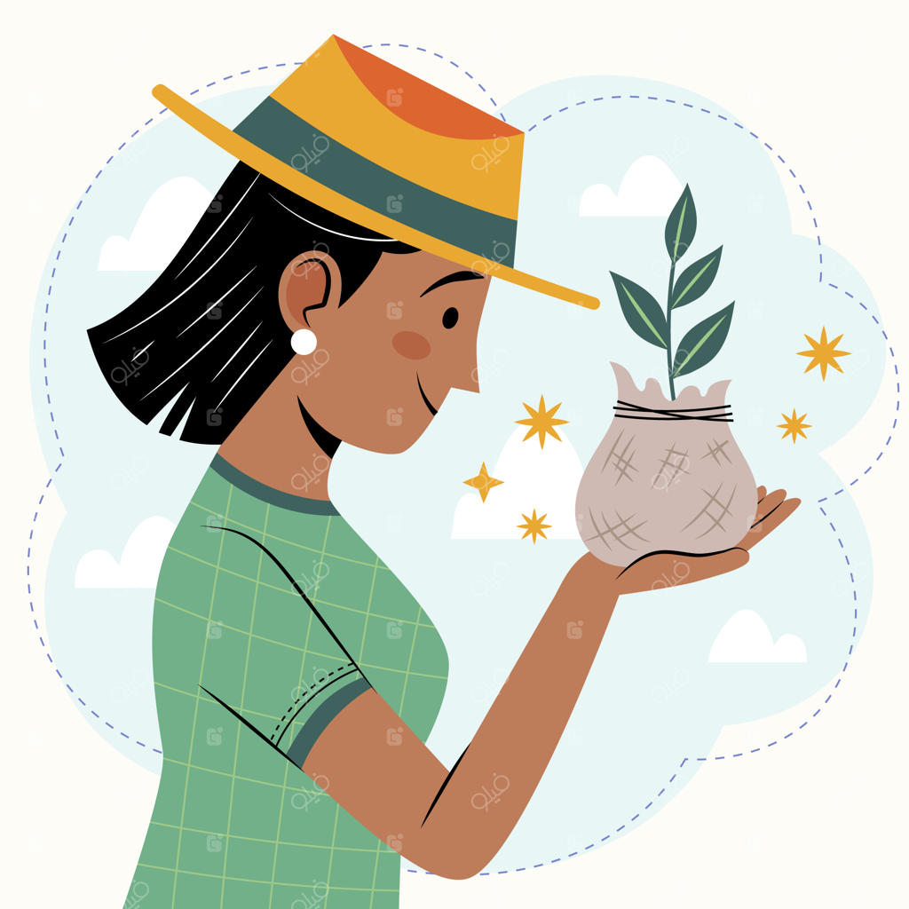 تصویرسازی طراحی درختکاری به سبک دستی و تخت