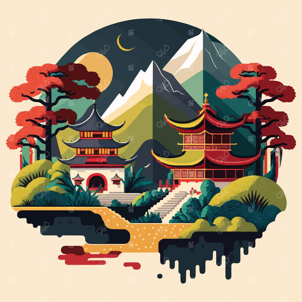 سفر به پکن چین: مقصد گردشگری و طراحی لوگوی نمادین به سبک وکتور تخت