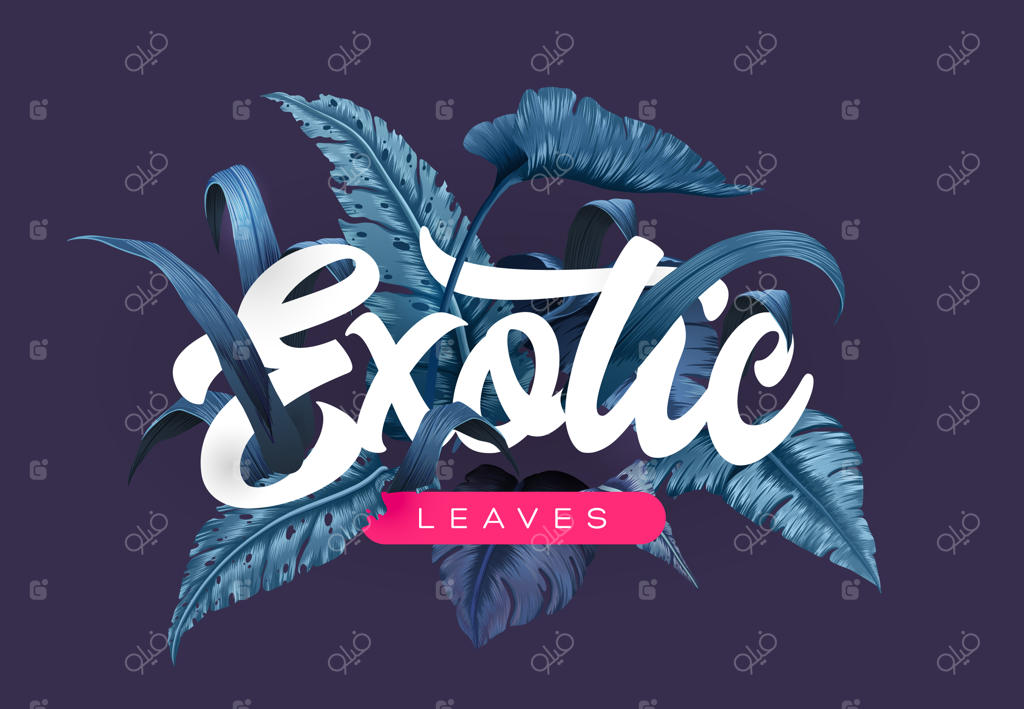 پس‌زمینه‌ای روشن با گیاهان جنگلی گرمسیری. پترن زیبا با برگ‌های استوایی. تصویرسازی برداری