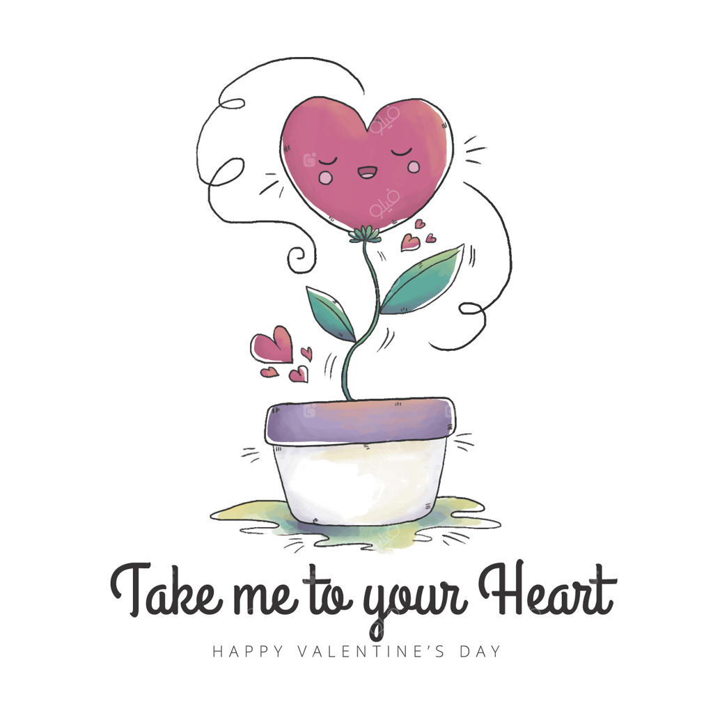 گیاه بامزه با قلب و تزئین برای روز ولنتاین