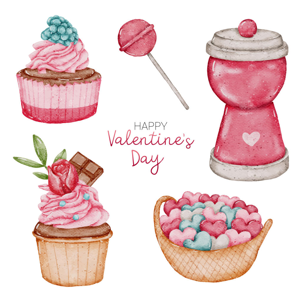 مجموعه عناصر آبرنگی ولنتاین