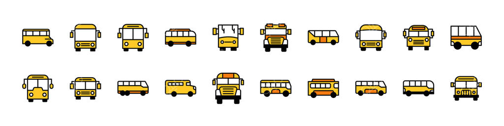 آیکون خطی ساده و رنگی اتوبوس نارنجی: پیکتوگرام مینیمالیستی برای طراحی وب و گرافیک، اپلیکیشن‌ها، بنرها، شبکه‌های اجتماعی و کارت‌ها