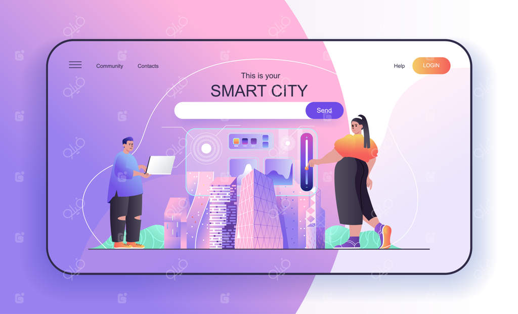 مفهوم شهر هوشمند برای صفحه فرود: مدیریت بی‌سیم زیرساخت‌های مدرن شهری