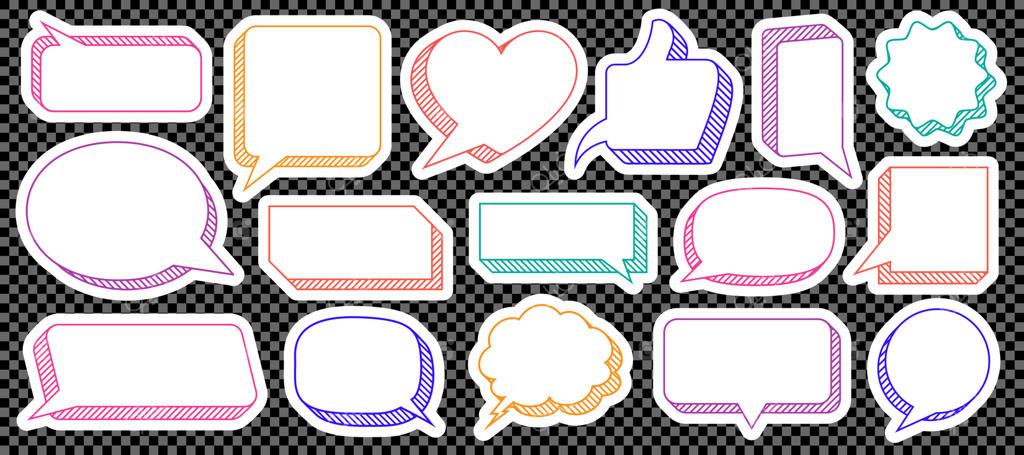 مجموعه حباب‌های گفتگوی ابری سه‌بعدی با پس‌زمینه مشکی