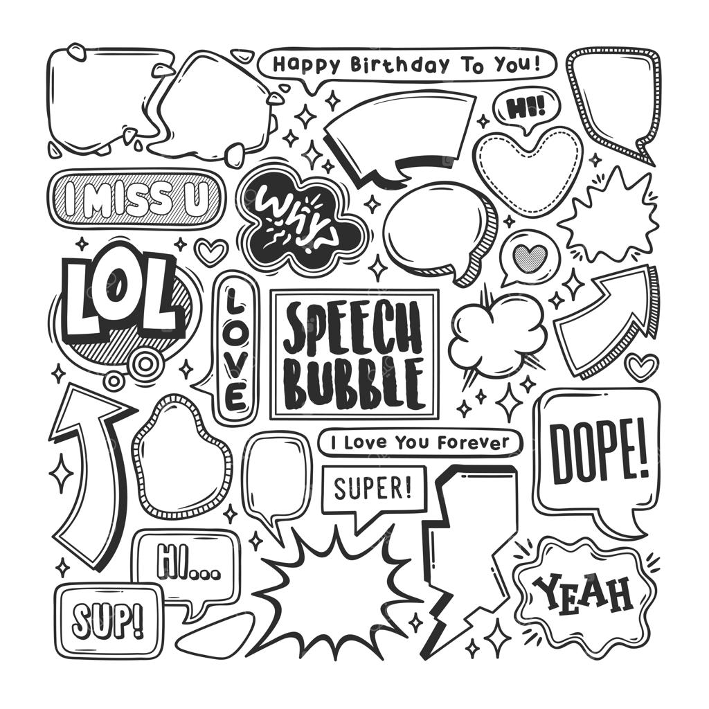 حباب گفتار - طراحی دستی برای رنگ‌آمیزی