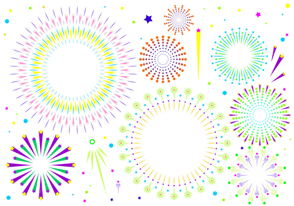 وکتور رایگان پس‌زمینه سفید آتش‌بازی