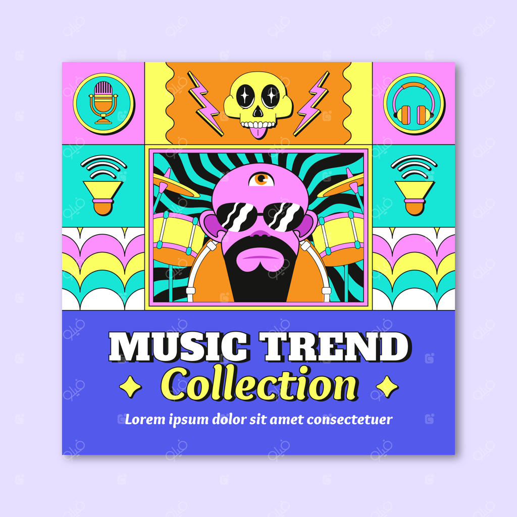 الگوی جلد آلبوم طراحی دستی