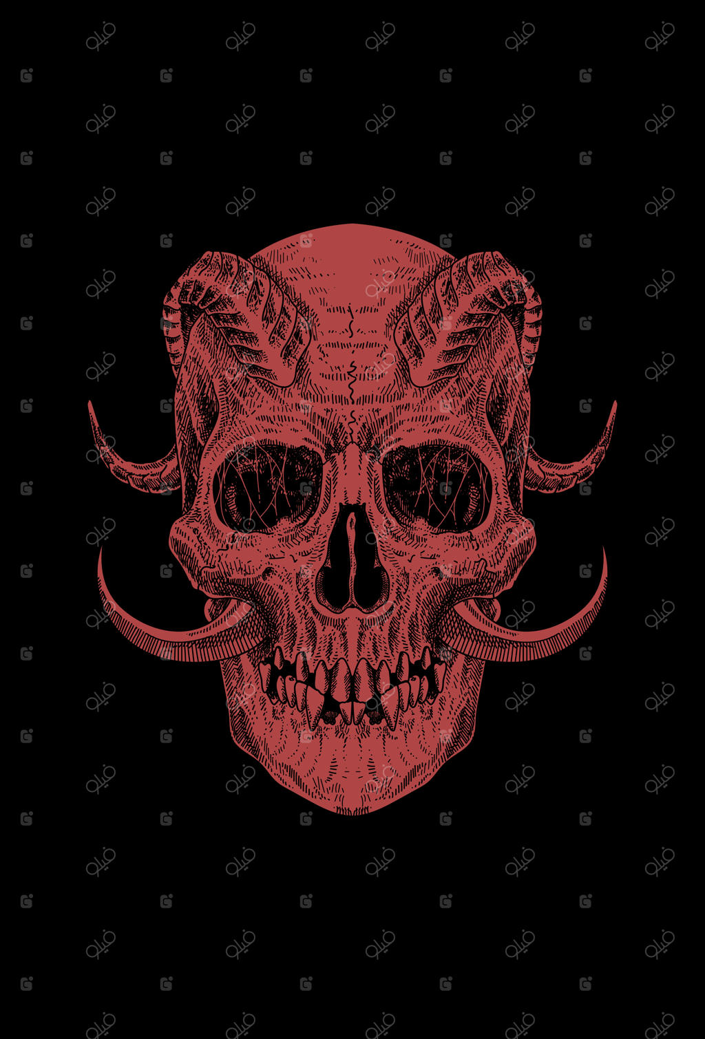 تصویرسازی جمجمه با شاخ