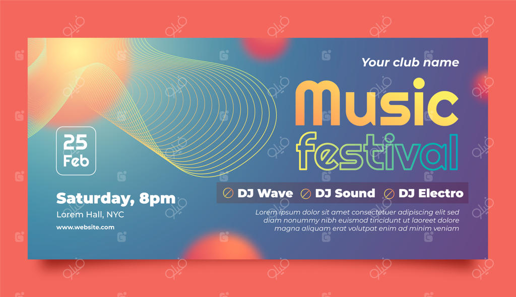 الگوی بنر افقی جشنواره موسیقی الکترونیک