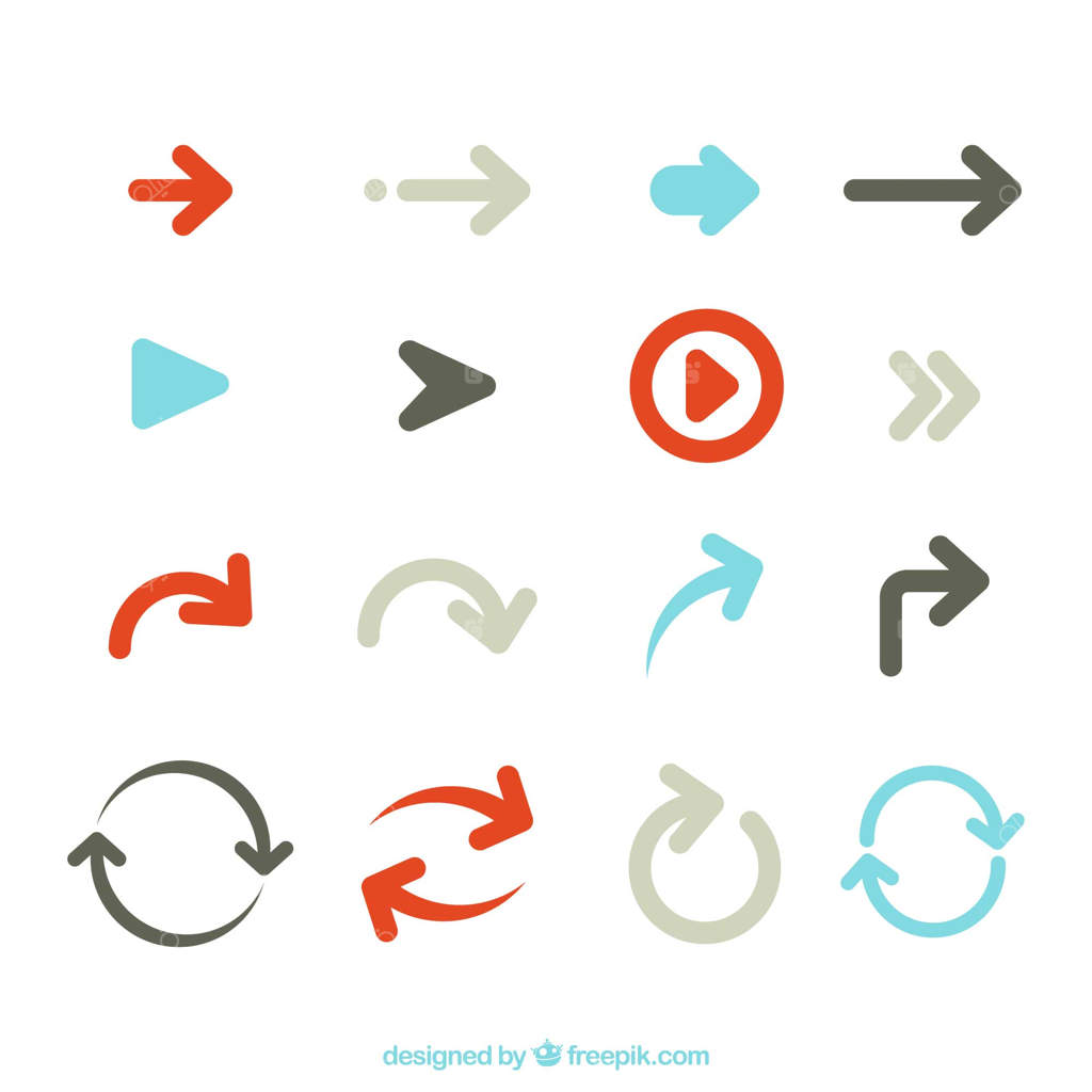 مجموعه‌ای از پیکان‌های رنگارنگ برای علامت‌گذاری به سبک ساده