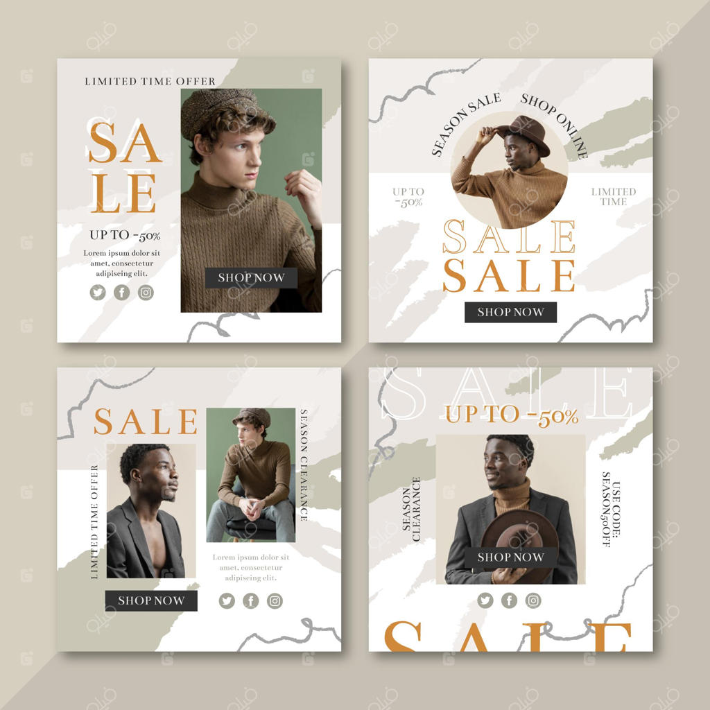 مجموعه پست اینستاگرام فروش با طراحی فلت