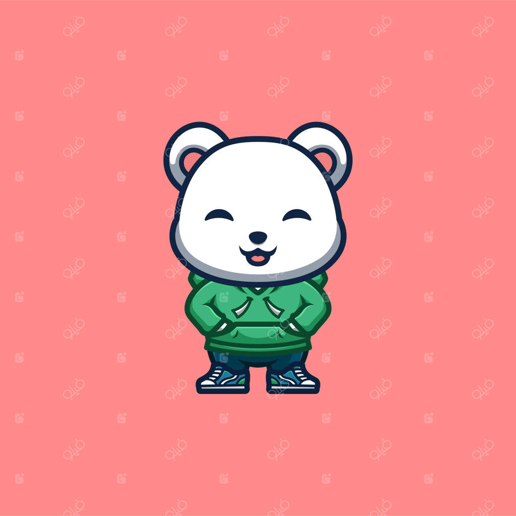 لوگوی کارتونی خلاقانه و کیوت خرس قطبی شهری