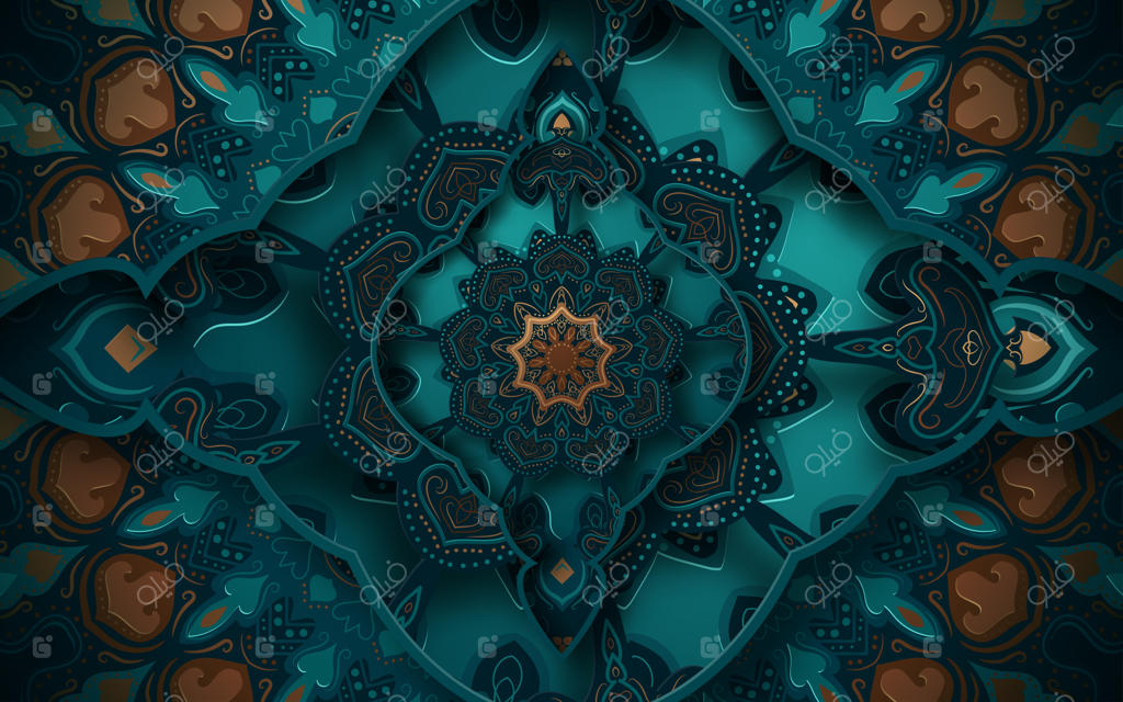 پس‌زمینه تزئینی سه‌بعدی با طرح‌های پیچیده