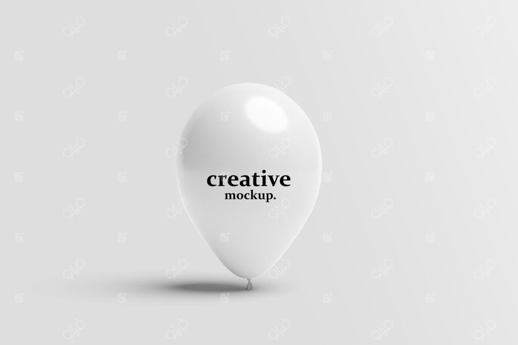موکاپ بادکنک سفید با پس‌زمینه خاکستری