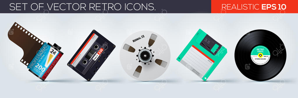 مجموعه آیکون‌های واقع‌گرایانه سبک قدیمی