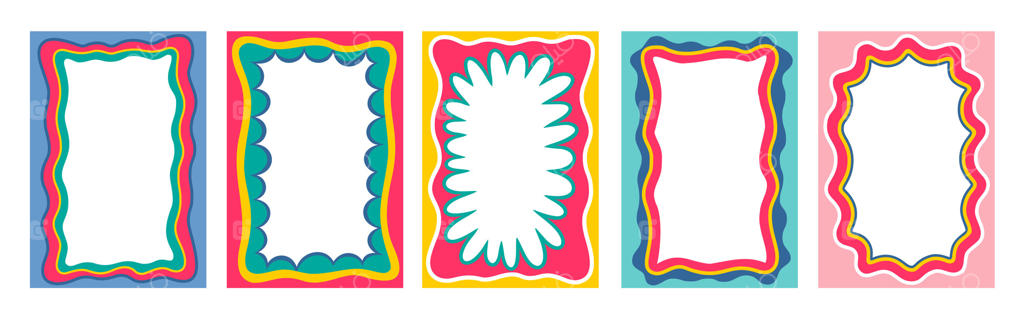 قاب‌ها و حاشیه‌های موج‌دار به سبک نوستالژیک y2k