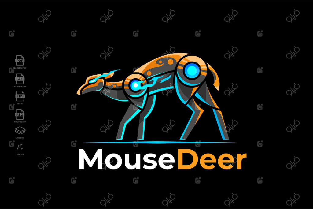 طرح لوگوی مدرن گوزن رباتیک مکانیکی