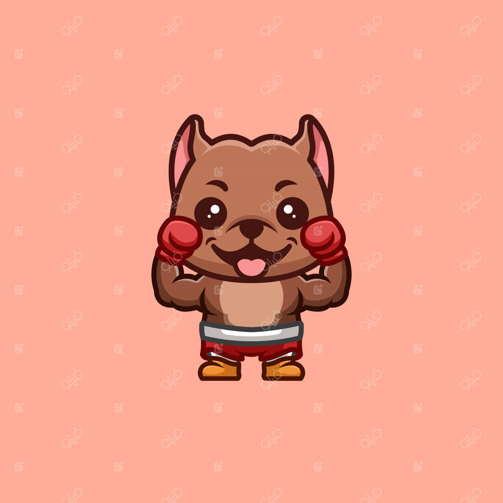 لوگوی کارتونی بامزه و خلاقانه پیتبول بوکسر بامزه