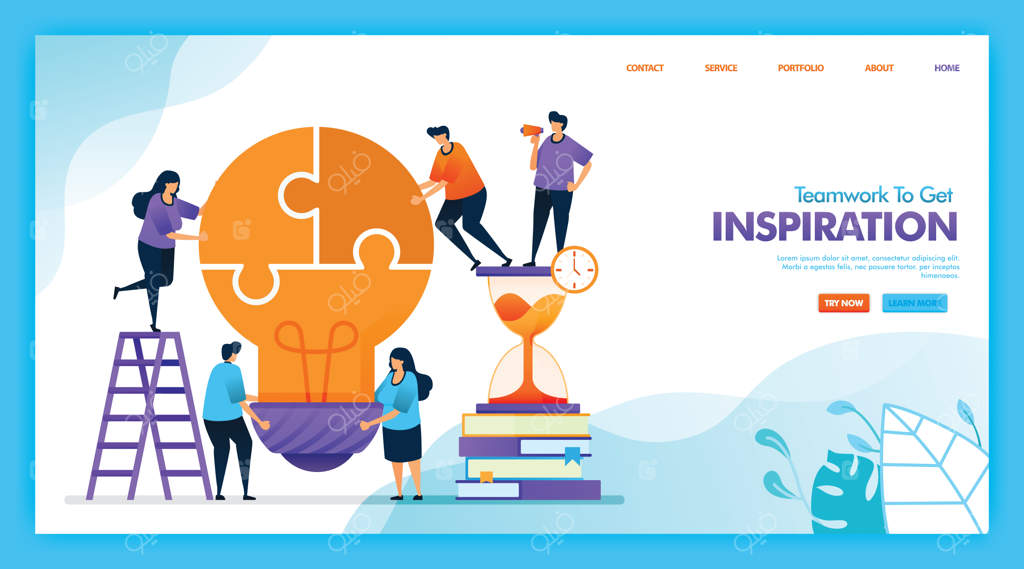 طراحی تصویر تخت کار تیمی برای الهام گرفتن.