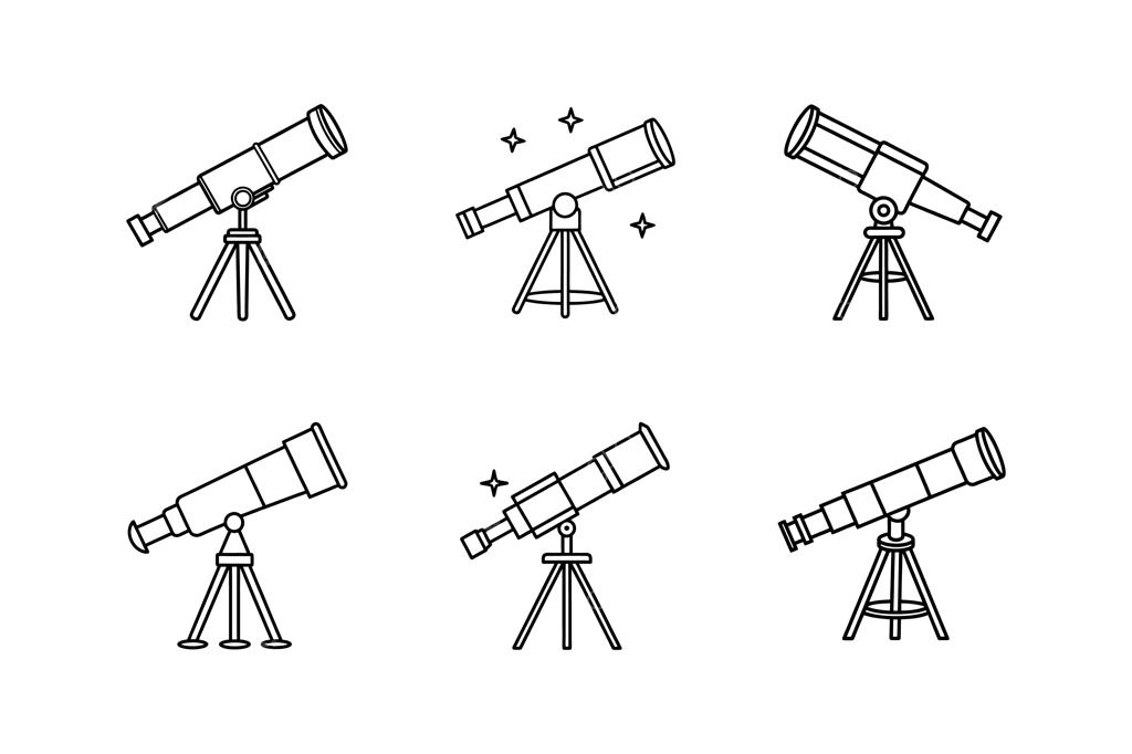 تصویرسازی وکتور آیکون تلسکوپ با طرح خطی