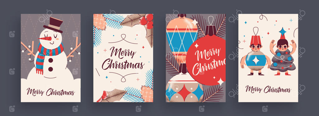 مجموعه کارت های تبریک سال نو ۲۰۲۰ و کریسمس با طراحی‌های بامزه و جذاب برای ایام تعطیلات