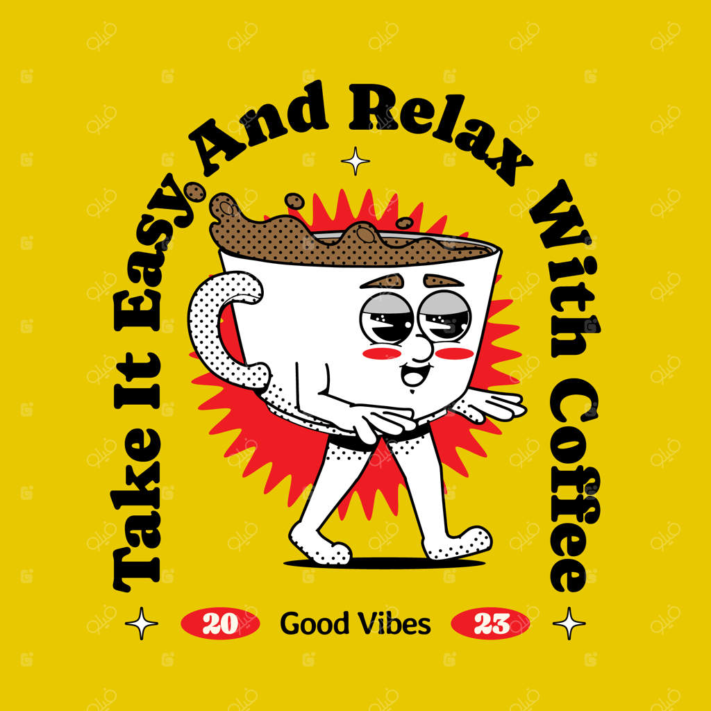 تصویر کارتونی قهوه دستی رسم شده